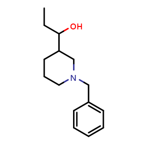 Chemical structure of 1-(1-Benzylpiperidin-3-yl)propan-1-ol , CAS 1526868-86-9, AChemBlock AD281164