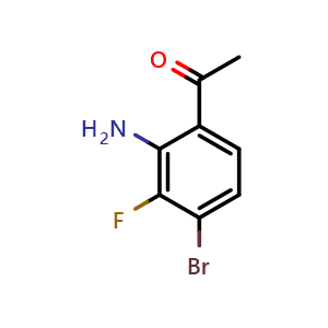 Chemical structure of 1-(2-Amino-4-bromo-3-fluorophenyl)ethan-1-one , CAS 2385742-46-9, AChemBlock AD281173