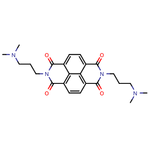 Chemical structure of 2,7-Bis[3-(dimethylamino)propyl]-Benzo[lmn][3,8]phenanthroline-1,3,6,8(2H,7H)-tetrone , CAS 3436-54-2, AChemBlock AD281174