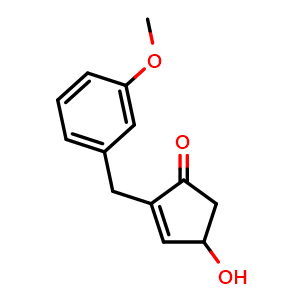 Chemical structure of 4-Hydroxy-2-(3-methoxybenzyl)cyclopent-2-enone , CAS 1417694-51-9, AChemBlock AD281175