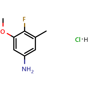 Chemical structure of 4-Fluoro-3-methoxy-5-methylaniline hydrochloride , CAS 1357103-70-8, AChemBlock AD281179