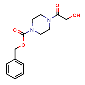 Chemical structure of Benzyl 4-(2-hydroxyacetyl)piperazine-1-carboxylate , CAS 1541188-77-5, AChemBlock AD281180
