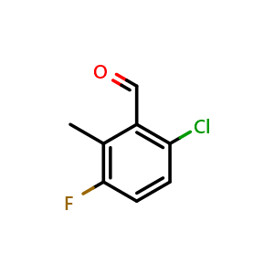 Chemical structure of 6-Chloro-3-fluoro-2-methylbenzaldehyde , CAS 1805502-99-1, AChemBlock AD281181