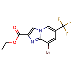 Chemical structure of Ethyl 8-bromo-6-(trifluoromethyl)imidazo[1,2-a]pyridine-2-carboxylate , CAS 1254309-85-7, AChemBlock AD281183