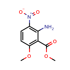 Chemical structure of 2-Amino-6-methoxy-3-nitro-benzoic acid methyl ester , CAS 346691-13-2, AChemBlock AD281184