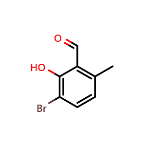 Chemical structure of 3-Bromo-2-hydroxy-6-methylbenzaldehyde , CAS 160561-95-5, AChemBlock AD281185