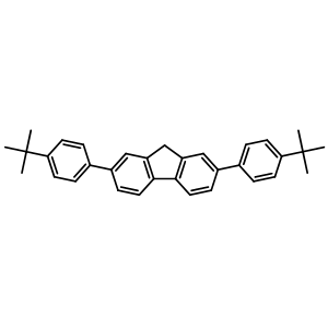 Chemical structure of 2,7-Bis[4-(1,1-dimethylethyl)phenyl]-9H-fluorene , CAS 1204576-80-6, AChemBlock AD281198