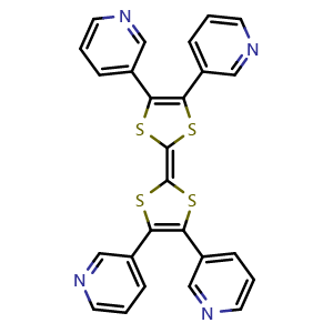 Chemical structure of 4,4',5,5'-Tetra(pyridin-3-yl)-2,2'-bi(1,3-dithiolylidene) , CAS 1356336-68-9, AChemBlock AD281199