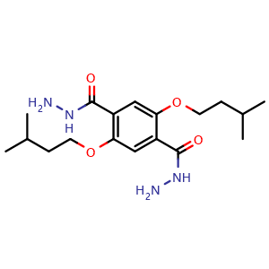 Chemical structure of 2,5-Bis(isopentyloxy)terephthalohydrazide , CAS 2413366-66-0, AChemBlock AD281201