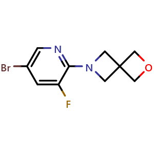 Chemical structure of 6-(5-Bromo-3-fluoropyridin-2-yl)-2-oxa-6-azaspiro[3.3]heptane , CAS 2109804-60-4, AChemBlock AD281204
