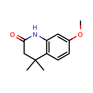 Chemical structure of 7-Methoxy-4,4-dimethyl-3,4-dihydroquinolin-2(1H)-one , CAS 1924362-82-2, AChemBlock AD281208