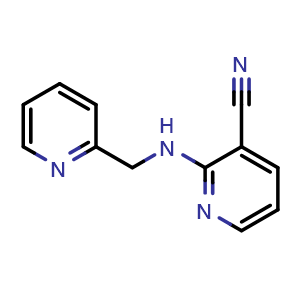 Chemical structure of 2-{[(Pyridin-2-yl)methyl]amino}pyridine-3-carbonitrile , CAS 140693-09-0, AChemBlock AD281216
