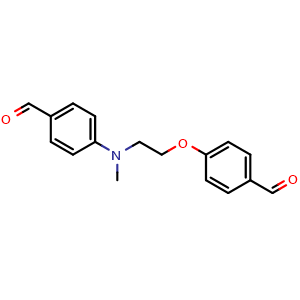 Chemical structure of 4-((2-(4-Formylphenoxy)ethyl)(methyl)amino)benzaldehyde , CAS 2636838-40-7, AChemBlock AD281217