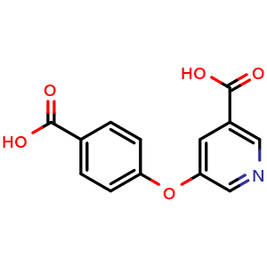Chemical structure of 5-(4-Carboxyphenoxy)nicotinic acid , CAS 1777822-70-4, AChemBlock AD281221