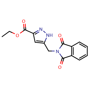 Chemical structure of Ethyl 5-[(1,3-dihydro-1,3-dioxo-2H-isoindol-2-yl)methyl]-1H-pyrazole-3-carboxylate , CAS 1257225-38-9, AChemBlock AD281222