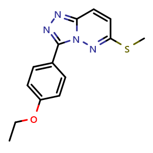 Chemical structure of 3-(4-Ethoxyphenyl)-6-(methylthio)-[1,2,4]triazolo[4,3-b]pyridazine , CAS 721964-48-3, AChemBlock AD281224