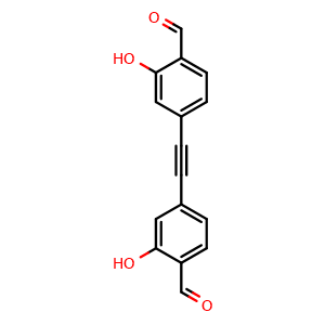 Chemical structure of 4,4'-(1,2-Ethynediyl)bis[2-hydroxybenzaldehyde] , CAS 791068-96-7, AChemBlock AD281237