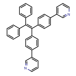 Chemical structure of 3,3'-((2,2-Diphenylethene-1,1-diyl)bis(4,1-phenylene))dipyridine , CAS 2160539-20-6, AChemBlock AD281238