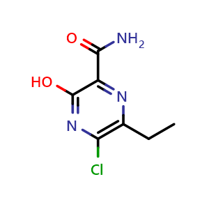Chemical structure of 5-Chloro-6-ethyl-3-hydroxypyrazine-2-carboxamide , CAS 2061980-26-3, AChemBlock AD281241