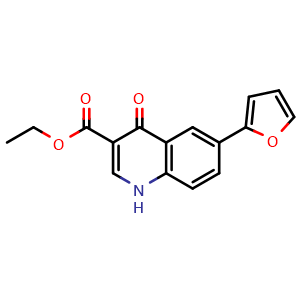 Chemical structure of Ethyl6-(furan-2-yl)-4-oxo-1,4-dihydroquinoline-3-carboxylate , CAS 102269-46-5, AChemBlock AD281256