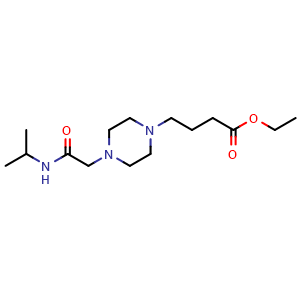 Chemical structure of Ethyl 4-(4-(2-(isopropylamino)-2-oxoethyl)piperazin-1-yl)butanoate , CAS 2185570-35-6, AChemBlock AD281259