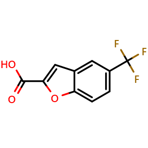 Chemical structure of 5-(Trifluoromethyl)benzofuran-2-carboxylic acid , CAS 531524-04-6, AChemBlock AD281260