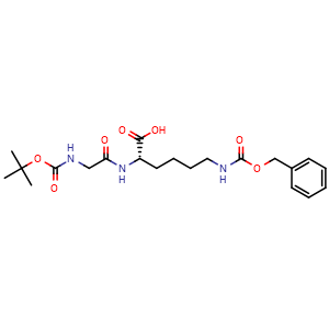 Chemical structure of N-[(1,1-Dimethylethoxy)carbonyl]glycyl-N6-[(phenylmethoxy)carbonyl]-L-Lysine , CAS 32769-95-2, AChemBlock AD281261