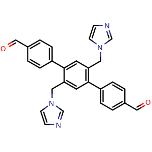 Chemical structure of 2',5'-Bis((1H-imidazol-1-yl)methyl)-[1,1':4',1''-terphenyl]-4,4''-dicarbaldehyde , CAS 2375720-19-5, AChemBlock AD281263