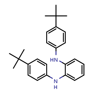 Chemical structure of N1,N2-Bis(4-(tert-butyl)phenyl)benzene-1,2-diamine , CAS 1874244-27-5, AChemBlock AD281266