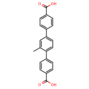 Chemical structure of 2'-Methyl-[1,1':4',1''-terphenyl]-4,4''-dicarboxylic acid , CAS 933982-49-1, AChemBlock AD281267