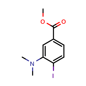 Chemical structure of Methyl 3-(dimethylamino)-4-iodobenzoate , CAS 1185743-83-2, AChemBlock AD281272