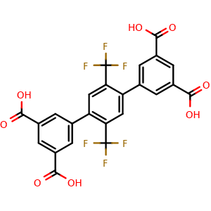 Chemical structure of 2',5'-Bis(trifluoromethyl)-[1,1':4',1''-terphenyl]-3,3'',5,5''-tetracarboxylic acid , CAS 1807609-67-1, AChemBlock AD281273