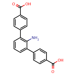 Chemical structure of 2'-Amino-[1,1':3',1''-terphenyl]-4,4''-dicarboxylic acid , CAS 2480282-83-3, AChemBlock AD281274
