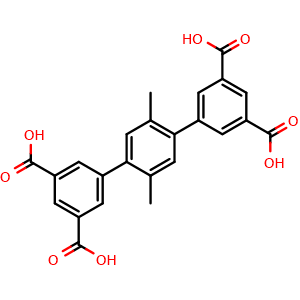 Chemical structure of 2',5'-Dimethyl-[1,1':4',1''-terphenyl]-3,3'',5,5''-tetracarboxylic acid , CAS 1119195-98-0, AChemBlock AD281294