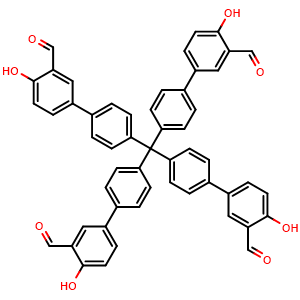 Chemical structure of 4',4''',4''''',4'''''''-Methanetetrayltetrakis(4-hydroxy-[1,1'-biphenyl]-3-carbaldehyde) , CAS 1352578-30-3, AChemBlock AD281295