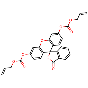 Chemical structure of Diallyl (3-oxo-3H-spiro[isobenzofuran-1,9'-xanthene]-3',6'-diyl) dicarbonate , CAS 2042192-19-6, AChemBlock AD281296