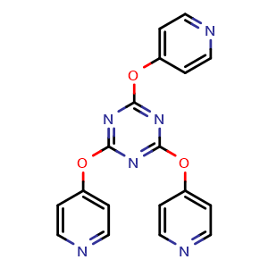 Chemical structure of 2,4,6-Tris(pyridin-4-yloxy)-1,3,5-triazine , CAS 2230253-24-2, AChemBlock AD281297