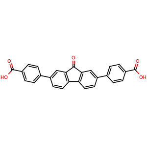 Chemical structure of 4,4'-(9-Oxo-9H-fluorene-2,7-diyl)dibenzoic acid , CAS 1313187-37-9, AChemBlock AD281305