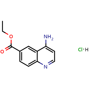 Chemical structure of Ethyl 4-aminoquinoline-6-carboxylate hydrochloride , CAS 2757730-33-7, AChemBlock AD281310