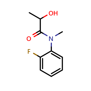 Chemical structure of N-(2-Fluorophenyl)-2-hydroxy-N-methylpropanamide , CAS 1257227-64-7, AChemBlock AD281317