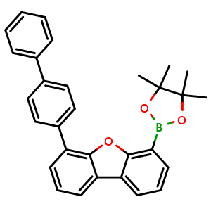 Chemical structure of 4-[1,1'-Biphenyl]-4-yl-6-(4,4,5,5-tetramethyl-1,3,2-dioxaborolan-2-yl)dibenzofuran , CAS 1858289-76-5, AChemBlock AD281319