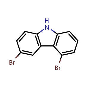 Chemical structure of 3,5-Dibromo-9H-carbazole , CAS 133753-43-2, AChemBlock AD281359