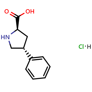 Chemical structure of (2R,4R)-4-Phenylpyrrolidine-2-carboxylic acid hydrochloride , CAS 1173174-03-2, AChemBlock AD281364