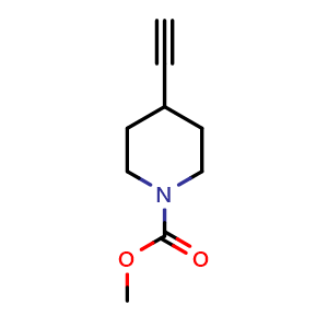 Chemical structure of Methyl 4-ethynylpiperidine-1-carboxylate , CAS 2001788-45-8, AChemBlock AD281376