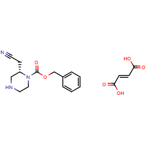 Chemical structure of Benzyl (S)-2-(cyanomethyl)piperazine-1-carboxylate fumarate , CAS 2771307-60-7, AChemBlock AD281378
