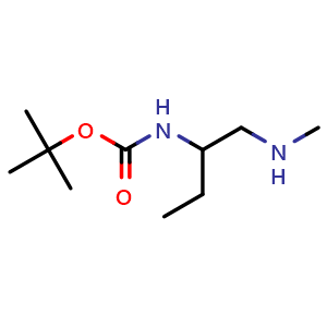 Chemical structure of tert-Butyl N-[1-(methylamino)butan-2-yl]carbamate , CAS 1822980-90-4, AChemBlock AD281381