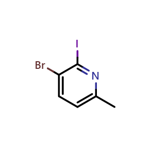 Chemical structure of 3-Bromo-2-iodo-6-methylpyridine , CAS 1227577-30-1, AChemBlock AD281383