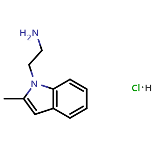 Chemical structure of 2-(2-Methyl-1H-indol-1-yl)ethan-1-amine hydrochloride , CAS 2309922-80-1, AChemBlock AD281386