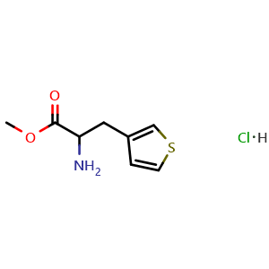Chemical structure of Methyl2-amino-3-(thiophen-3-yl)propanoatehydrochloride , CAS 2248257-08-9, AChemBlock AD281387