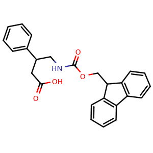 Chemical structure of 4-({[(9H-Fluoren-9-yl)methoxy]carbonyl}amino)-3-phenylbutanoicacid , CAS 282525-05-7, AChemBlock AD281388